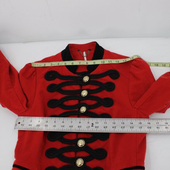 Free people blazer Womens XS Seamed and structured red gold buttons military - Picture 13 of 13
